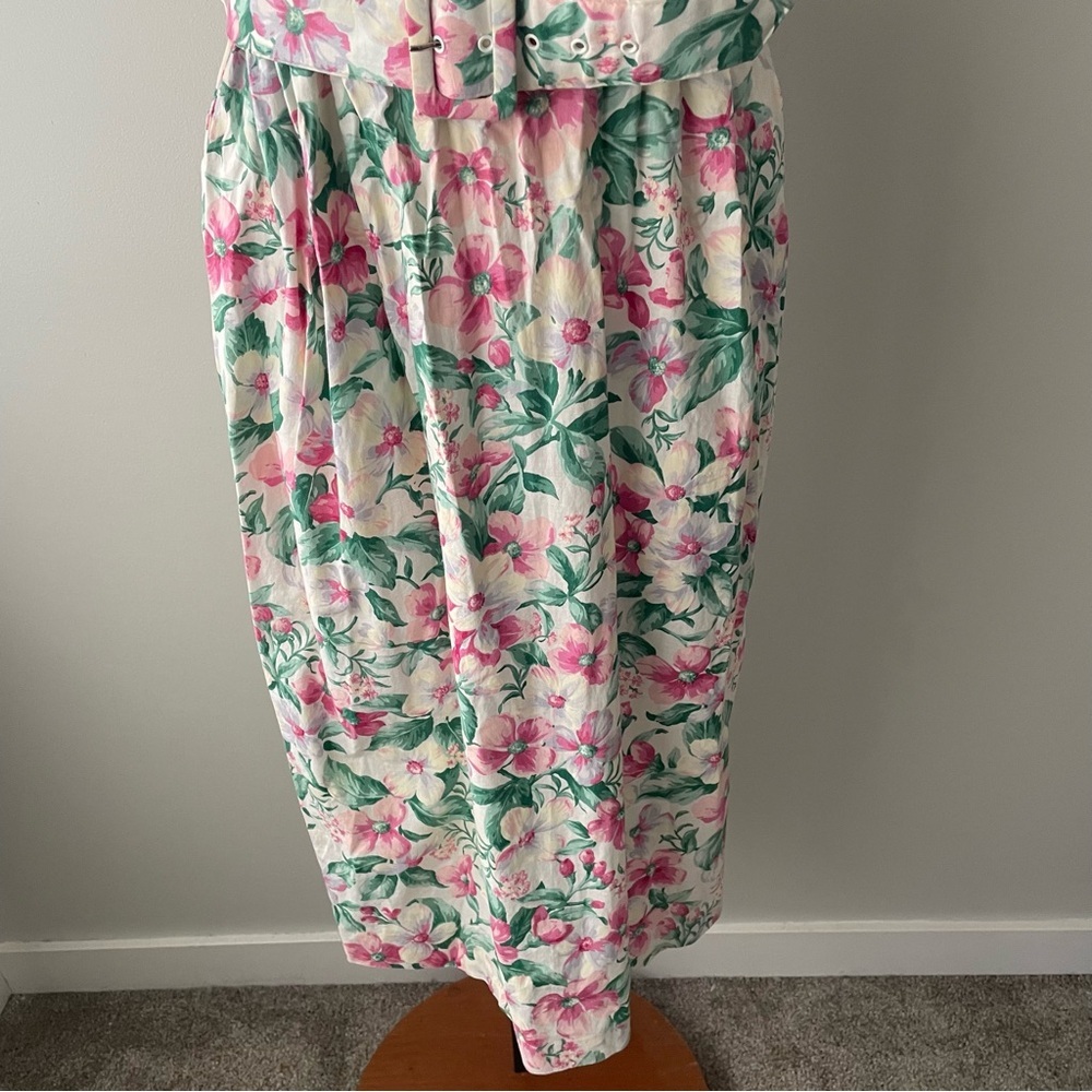80s Vintage Enge Collection Foral Secretary Wrap Dress Modi Belted Grandma - Picture 9 of 13